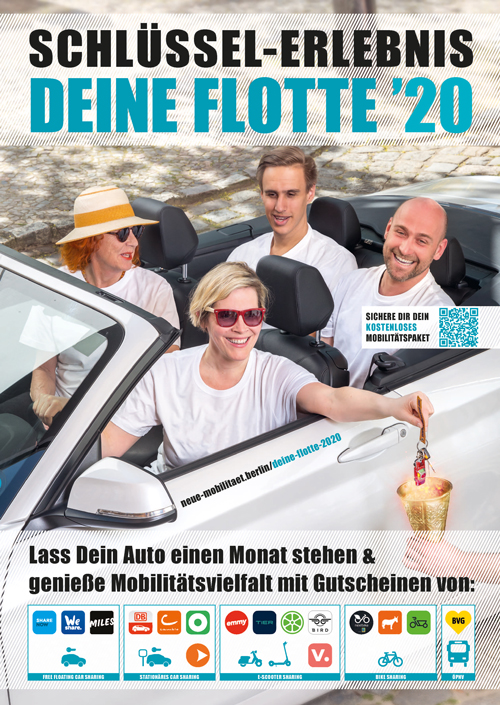 Plakat der Mobilitätskampagne DEINE FLOTTE 2020